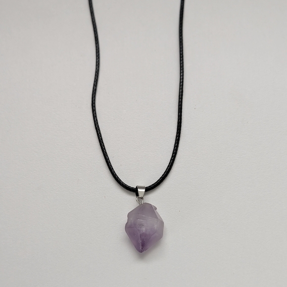 Jewelry - Amethyst Pendant Necklace on Black Cord